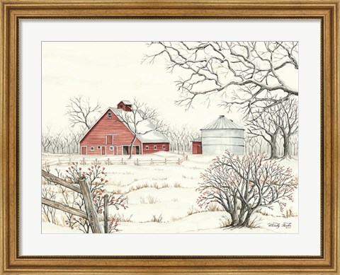 Framed Winter Barn Print