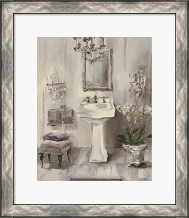 Framed French Bath III Gray Print