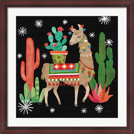 Framed Lovely Llamas III Christmas Black Print