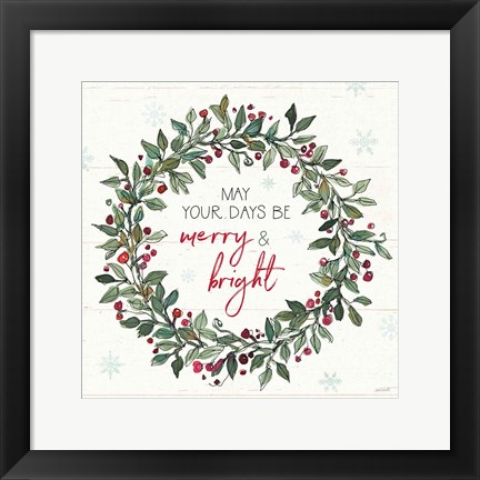 Framed Holiday on the Farm IX Merry and Bright Print