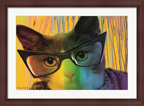 Framed Cat in Glasses Print