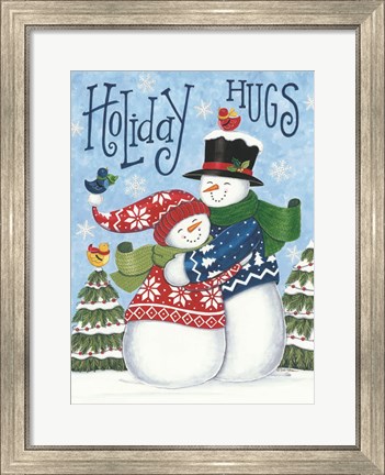 Framed Holiday Hugs Snowmen Print