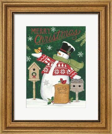 Framed Merry Christmas Snowman Print