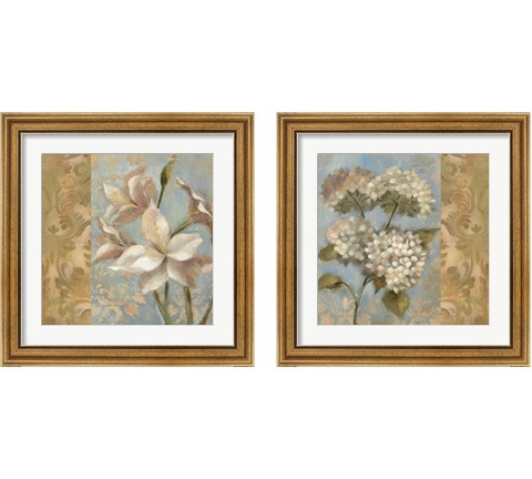 Flower on Soft Blue 2 Piece Framed Art Print Set by Silvia Vassileva