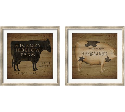 Wood Farm Sign 2 Piece Framed Art Print Set by Beth Albert