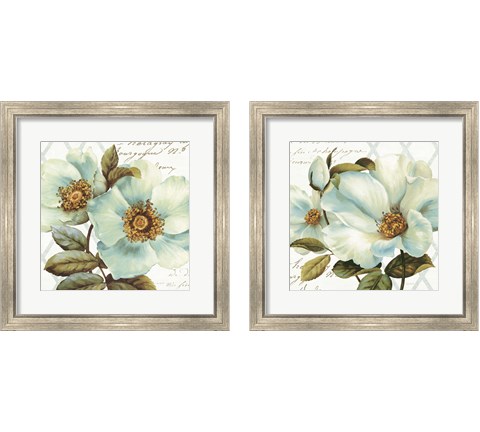 White Floral Bliss 2 Piece Framed Art Print Set by Lisa Audit