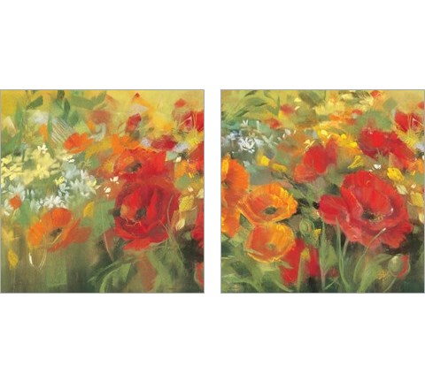 Oriental Poppy Field 2 Piece Art Print Set by Carol Rowan