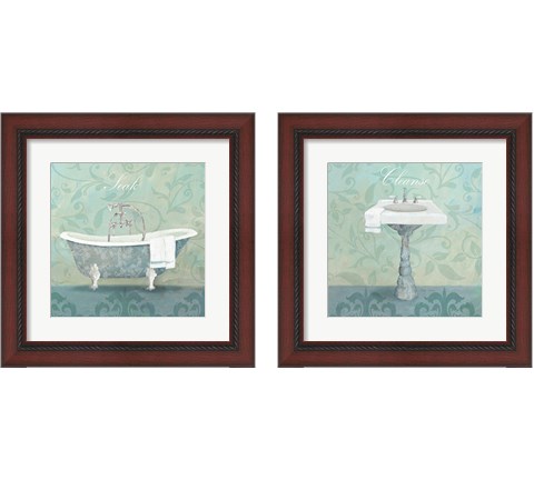 Damask Bathroom 2 Piece Framed Art Print Set by Avery Tillmon