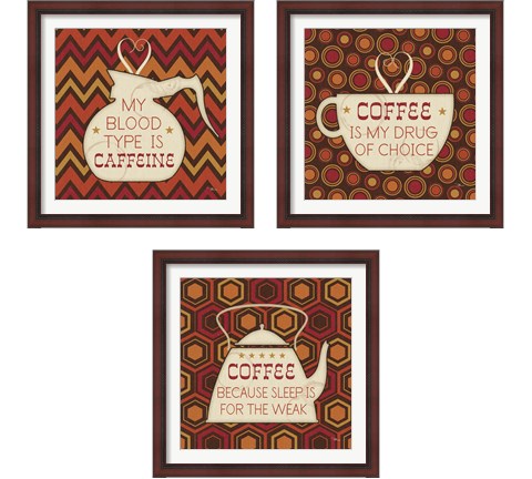 Caffeine 3 Piece Framed Art Print Set by Pela Studio