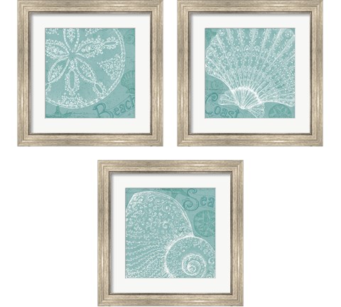 Aqua Treasure 3 Piece Framed Art Print Set by Daphne Brissonnet