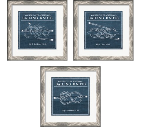 Vintage Sailing Knots 3 Piece Framed Art Print Set by Mary Urban