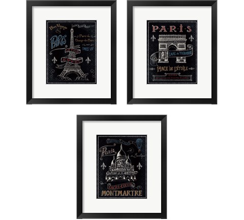 Travel to Paris 3 Piece Framed Art Print Set by Daphne Brissonnet