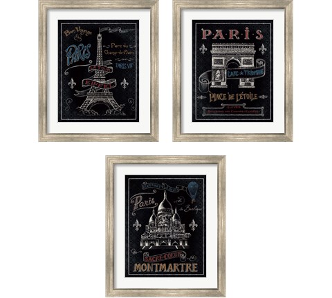 Travel to Paris 3 Piece Framed Art Print Set by Daphne Brissonnet