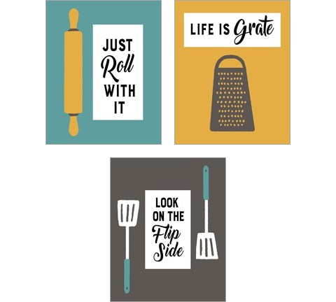 Retro Kitchen 3 Piece Art Print Set by Color Me Happy