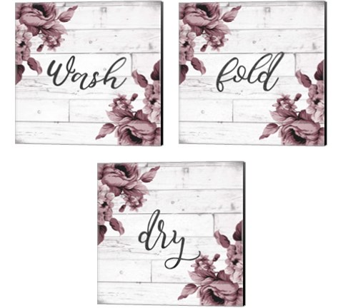 Laundry Script 3 Piece Canvas Print Set by Ashley Hutchins