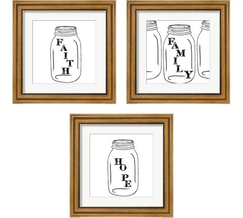 Mason Jar 3 Piece Framed Art Print Set by Ramona Murdock