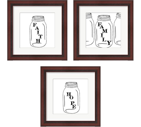 Mason Jar 3 Piece Framed Art Print Set by Ramona Murdock