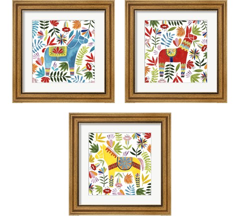 Festive Otomi 3 Piece Framed Art Print Set by Grace Popp