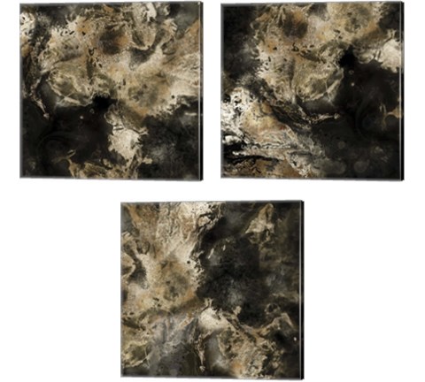 Gold Marbled Abstract 3 Piece Canvas Print Set by Posters International Studio