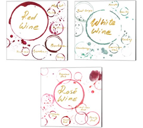 Wine Rings 3 Piece Canvas Print Set by Posters International Studio