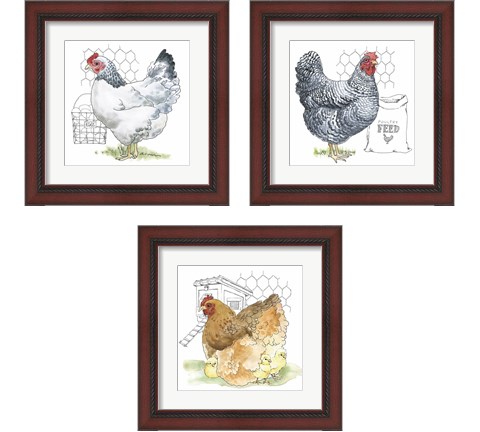 Fun at the Coop 3 Piece Framed Art Print Set by Beth Grove