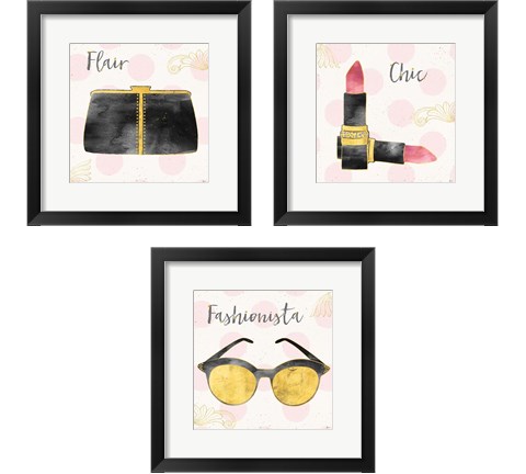 Fashion Blooms Black 3 Piece Framed Art Print Set by Jess Aiken