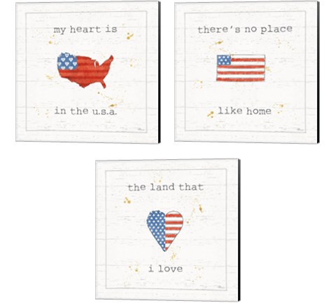 USA Cuties 3 Piece Canvas Print Set by Pela Studio