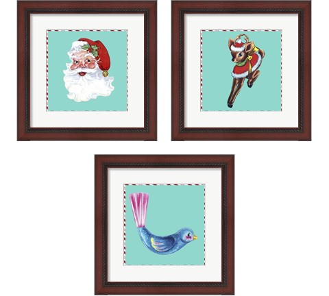 1955 Christmas 3 Piece Framed Art Print Set by Alicia Ludwig