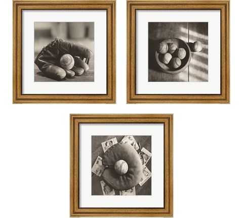 Baseball Nostalgia 3 Piece Framed Art Print Set by Judy Messer