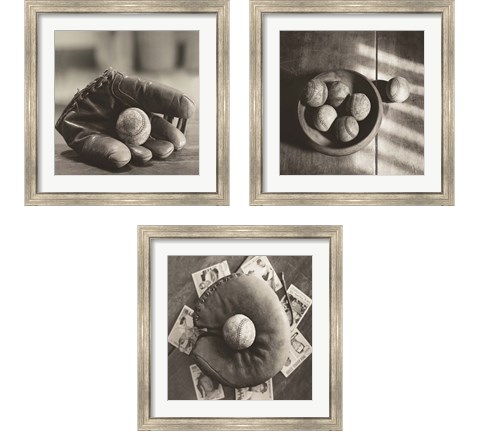 Baseball Nostalgia 3 Piece Framed Art Print Set by Judy Messer