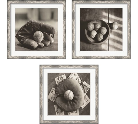 Baseball Nostalgia 3 Piece Framed Art Print Set by Judy Messer