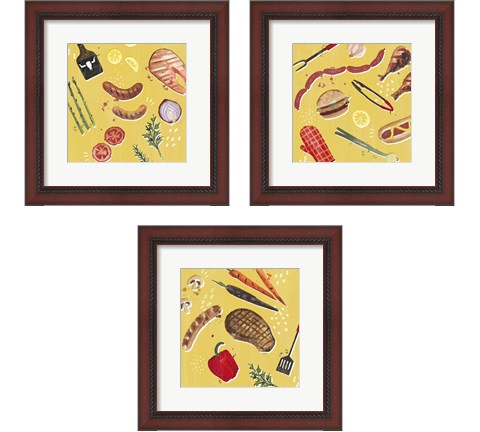 Throw it on the Grill 3 Piece Framed Art Print Set by Victoria Borges