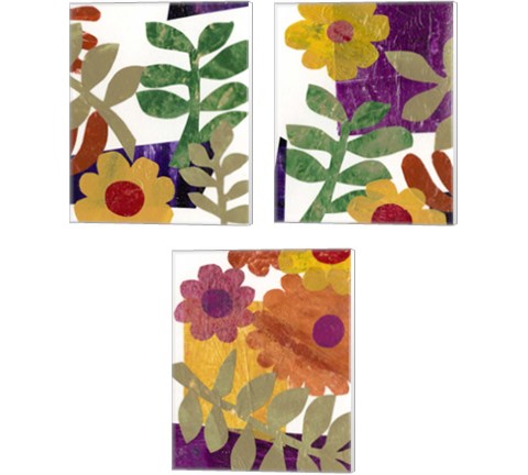 Fiesta Floral  3 Piece Canvas Print Set by Regina Moore