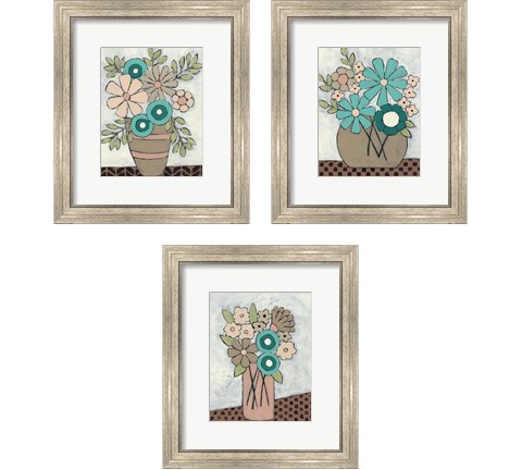 Mid Summer Bouquet 3 Piece Framed Art Print Set by Regina Moore