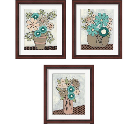 Mid Summer Bouquet 3 Piece Framed Art Print Set by Regina Moore