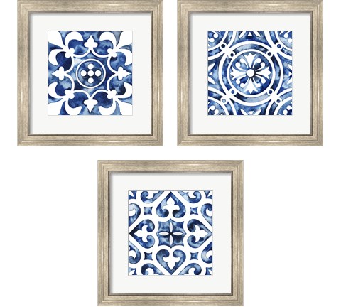 Cobalt Tile 3 Piece Framed Art Print Set by Grace Popp