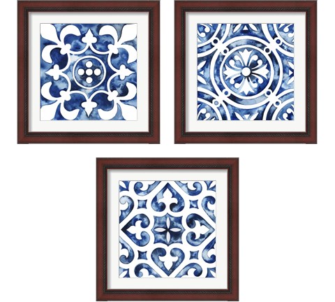 Cobalt Tile 3 Piece Framed Art Print Set by Grace Popp