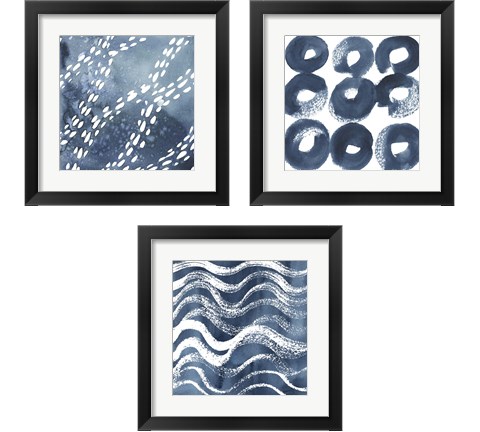 Indigo Ripple 3 Piece Framed Art Print Set by Grace Popp