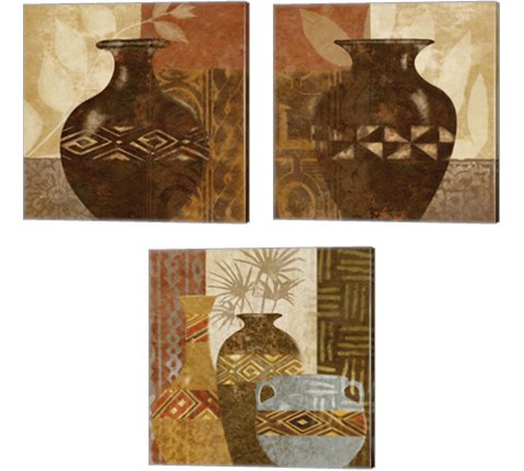 Ethnic Vase 3 Piece Canvas Print Set by Alonzo Saunders