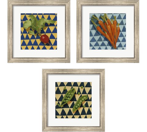 Geo Veggies 3 Piece Framed Art Print Set by Emma Scarvey