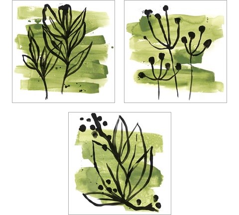 Tropical Sumi-e 3 Piece Art Print Set by June Erica Vess