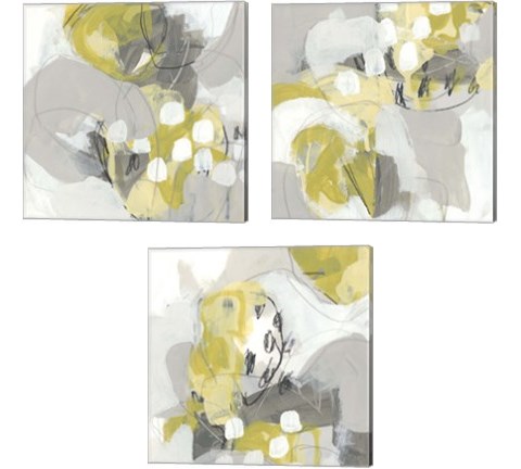 Citron Mist 3 Piece Canvas Print Set by June Erica Vess