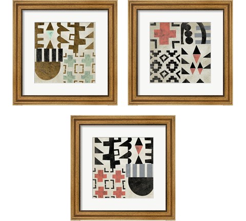 Geo Tile 3 Piece Framed Art Print Set by Chariklia Zarris