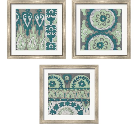 Teal Tapestry 3 Piece Framed Art Print Set by Chariklia Zarris