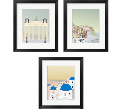 Travel Europe 3 Piece Framed Art Print Set by Gurli Soerensen