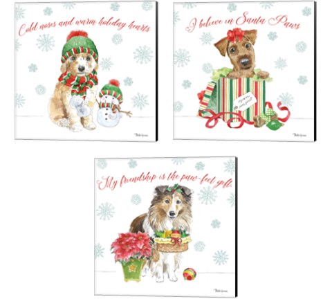 Holiday Paws 3 Piece Canvas Print Set by Beth Grove