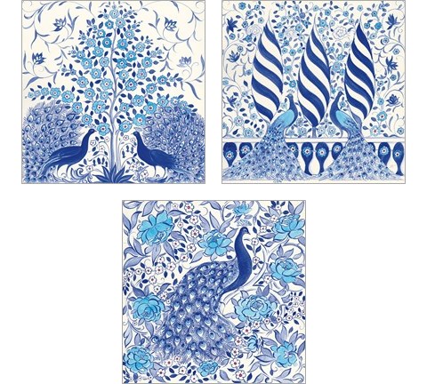 Peacock Garden 3 Piece Art Print Set by Miranda Thomas