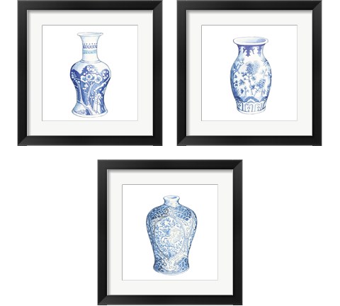 Ginger Jar on White 3 Piece Framed Art Print Set by Wild Apple Portfolio