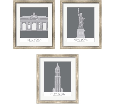 New York Landmark 3 Piece Framed Art Print Set by Fab Funky