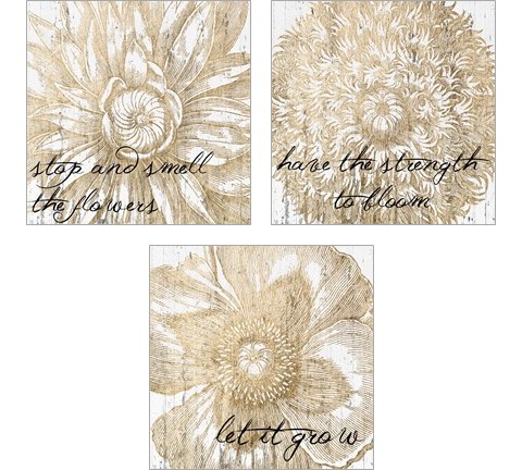 Metallic Floral Quote 3 Piece Art Print Set by Jarman Fagalde